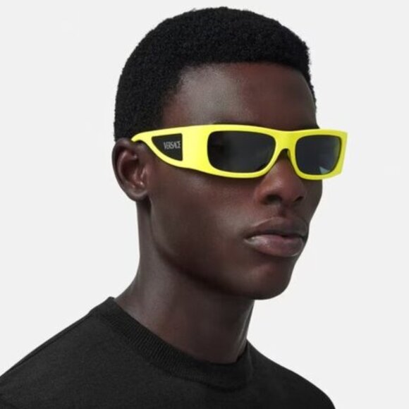 NEW VERSACE SQUARE SUNGLASSES VE4482 544987 VERSACE YELLOW MOD 4482 5449/87 GREY